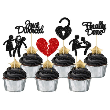 Gyufise 24Pcs Divorce Cupcake Toppers Glitter Finally Done Just Divorced Cupcake Picks Break Up Theme Cake Decorations For Bye F