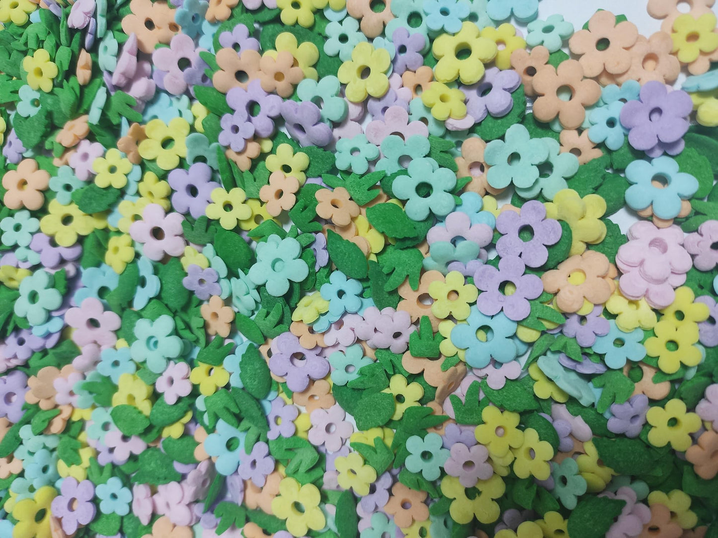 Edible Sugar Colorful Flowers Sprinkles Green Leaf Cake Cupcake Toppers Cookie Decorations Green Grass Sweet Dessert Sprinkle Fo