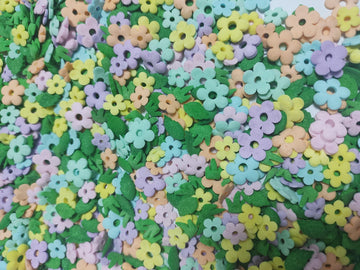 Edible Sugar Colorful Flowers Sprinkles Green Leaf Cake Cupcake Toppers Cookie Decorations Green Grass Sweet Dessert Sprinkle Fo