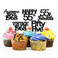 Gyufise 30 Pack Black Glitter Vintage 1968 Cupcake Toppers Glitter 55 Fabulous Happy 55 Cheers to 55 Years Birthday Cupcake Pick