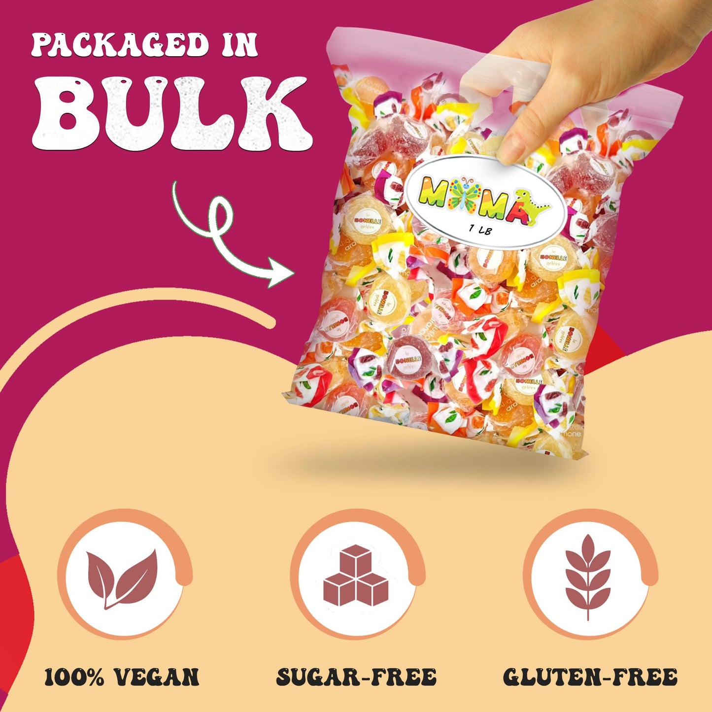 MIMA MIMA Sugar-Free Italian Fruit Jelly Candy - Assorted Jelly Fruit Candy - 1 lb Individually Wrapped