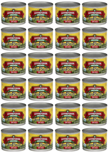 La Preferida Organic Green Chiles, Mild-Diced, 4 Ounce (Pack of 24)