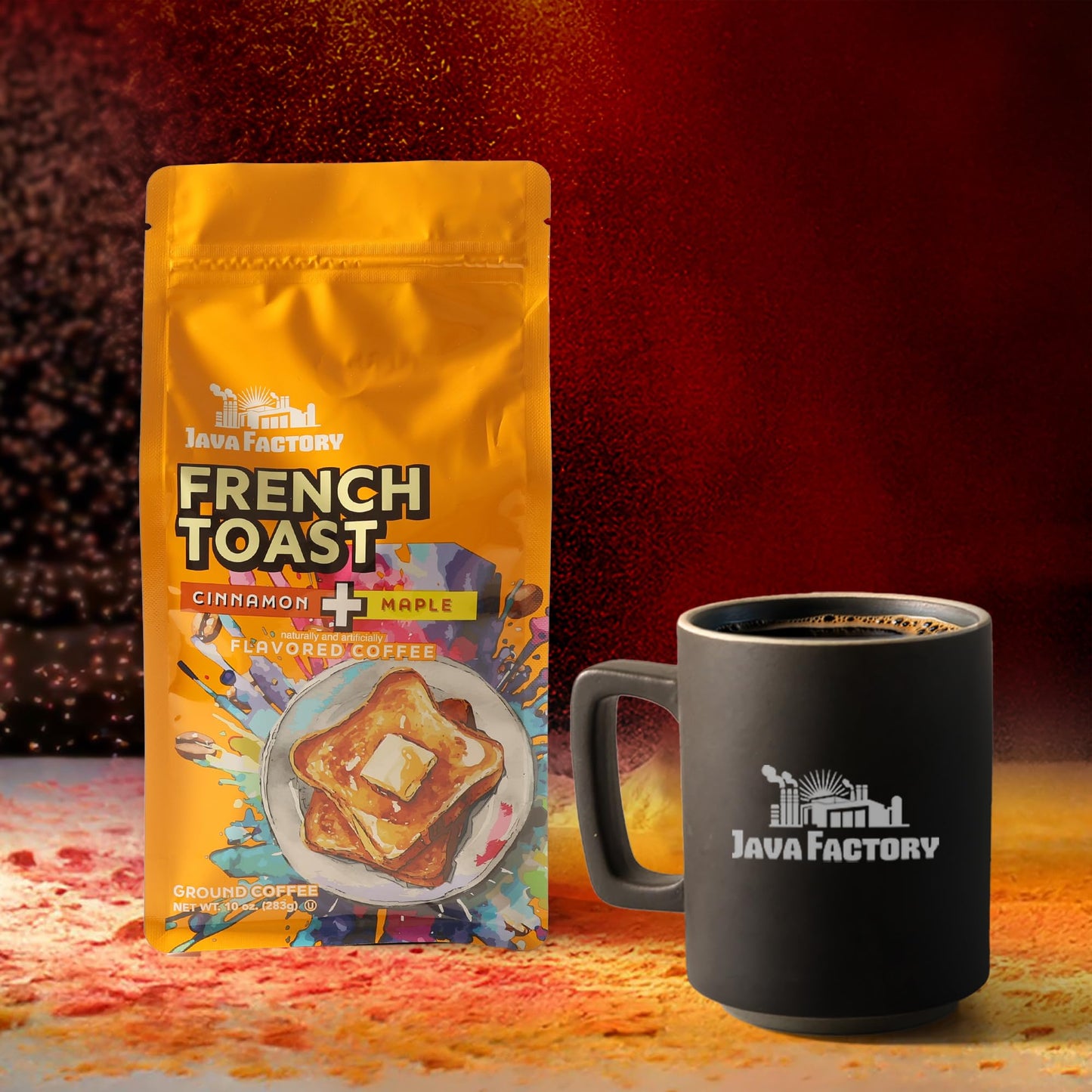 Java Factory French Toast Flavored Ground Coffee Bag - Cinnamon And Maple Brew, Made With 100% Arabica Beans - Flavor Enhanced,