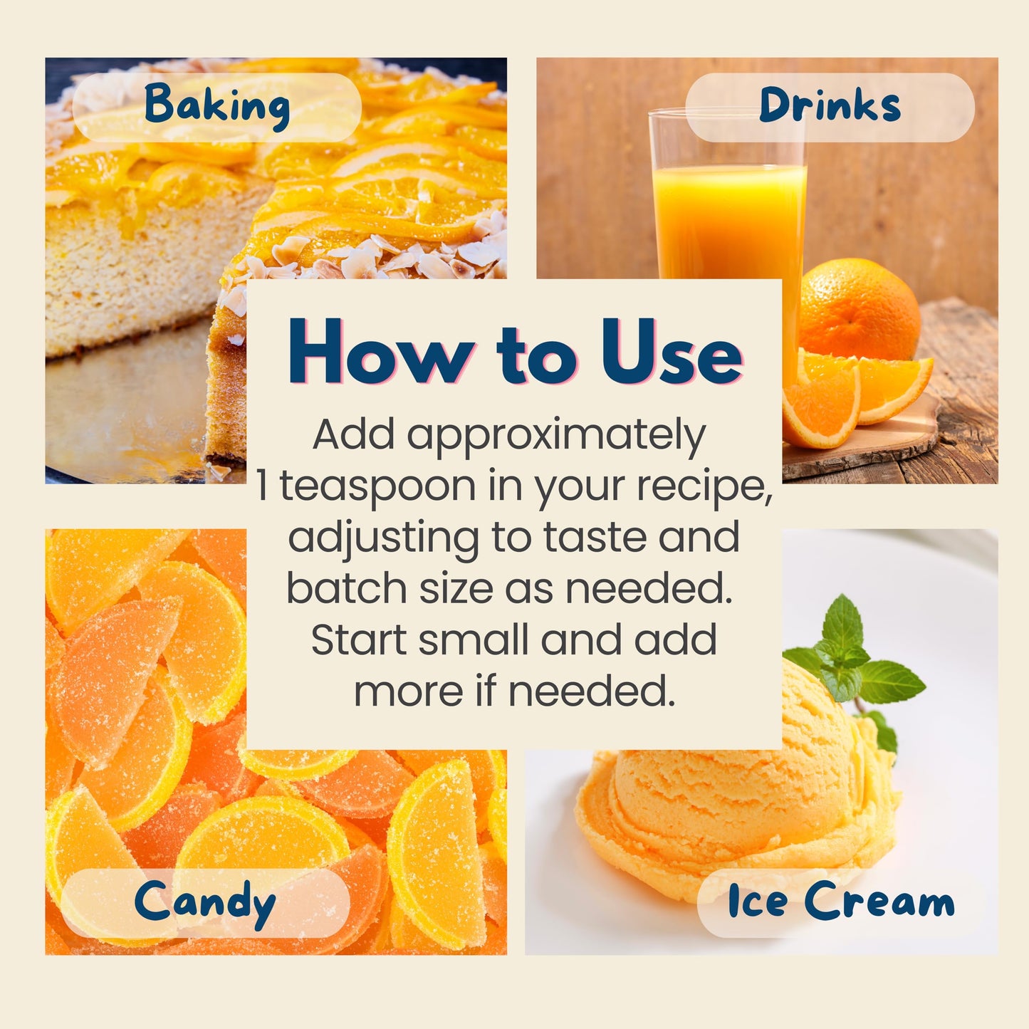 Organic Orange Extract For Baking, Ice Cream, Drinks, And Candy - 2 Oz - Water-Soluble - By Harvest Moon Delights - Pure Orange