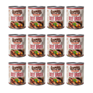 Lehmans Canned Beef Broth - All Natural Stock, 27 oz Can, Case of 12, Multicolor