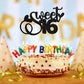 1Pc Sweet Teenager 16 Cake Topper Glitter 16Th Birthday Cake Pick For Cheers To 16 Years Old 16Th Birthday Party Cake Decoration
