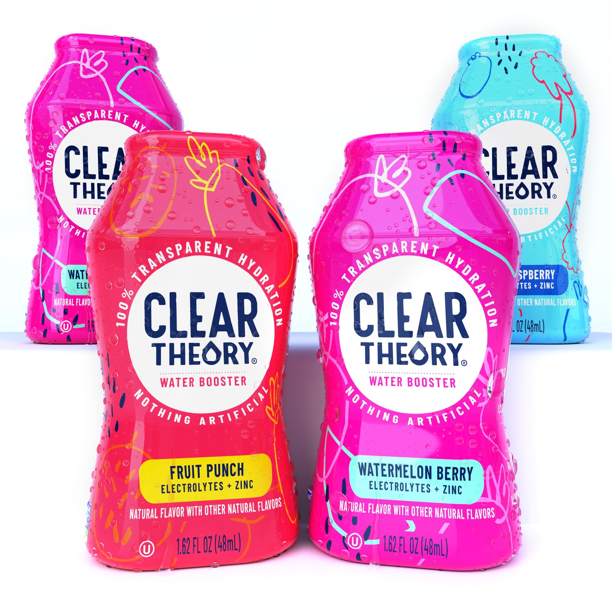 Clear Theory Water Flavoring Drops, Electrolytes Drink Mix, Vegan, Gluten Free, Low Calories, Variety Pack, 4 Pack, 1.6 Fl Oz