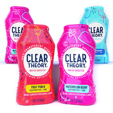 Clear Theory Water Flavoring Drops, Electrolytes Drink Mix, Vegan, Gluten Free, Low Calories, Variety Pack, 4 Pack, 1.6 Fl Oz