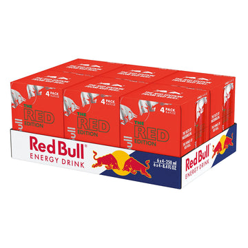 Red Bull Red Edition Energy Drink, Watermelon, 80mg Caffeine, 8.4 Fl Oz, 24 Pack (6x4)
