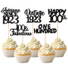 30Pcs Happy 100Th Birthday Cupcake Toppers Glitter Awesome Since 1923 One Hundred 100 Fabulous Vintage 1923 Cupcake Picksfor 80T