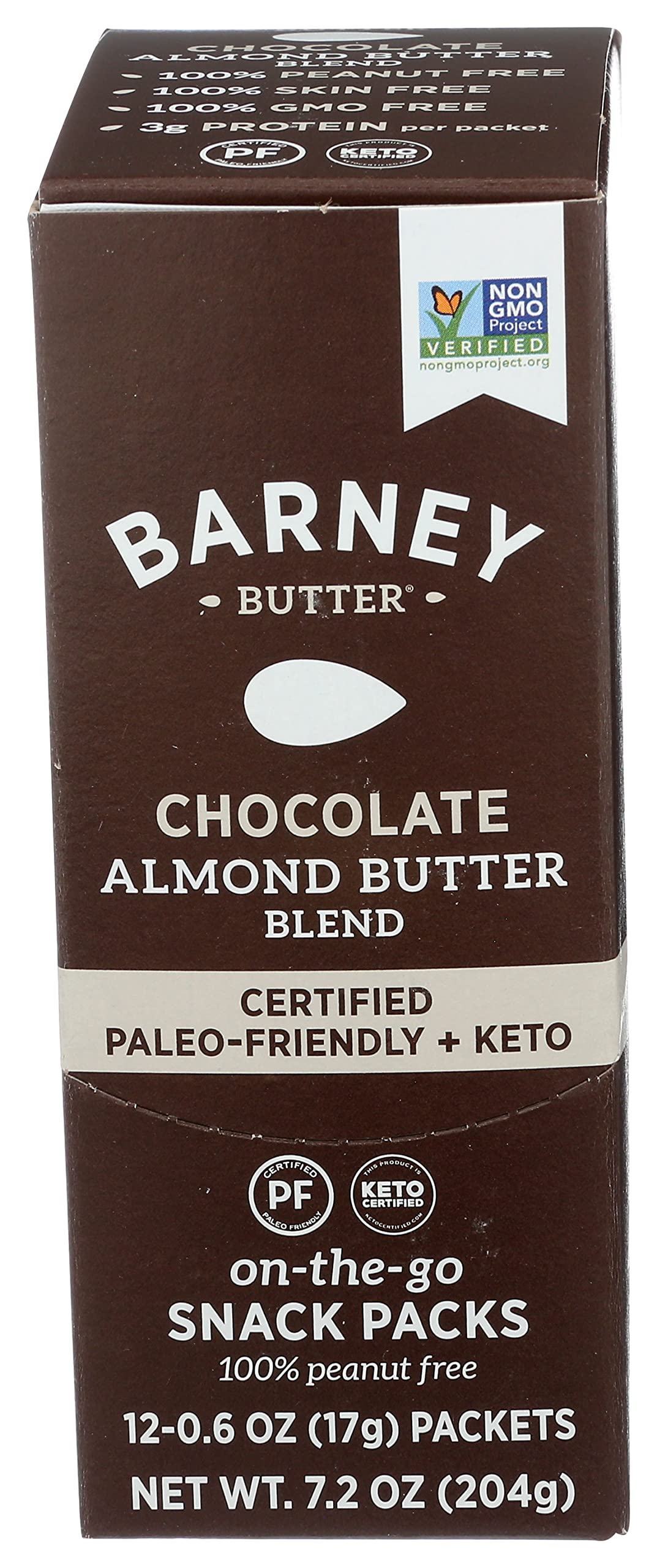 Barney Butter Chocolate Almond Butter Blend, Peanut Free, Non GMO, 0.6 Ounce (Pack of 12)