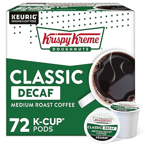 Krispy Kreme Classic Decaf, Single-Serve Keurig K-Cup Pods, Medium Roast Coffee Pods, 72 Count