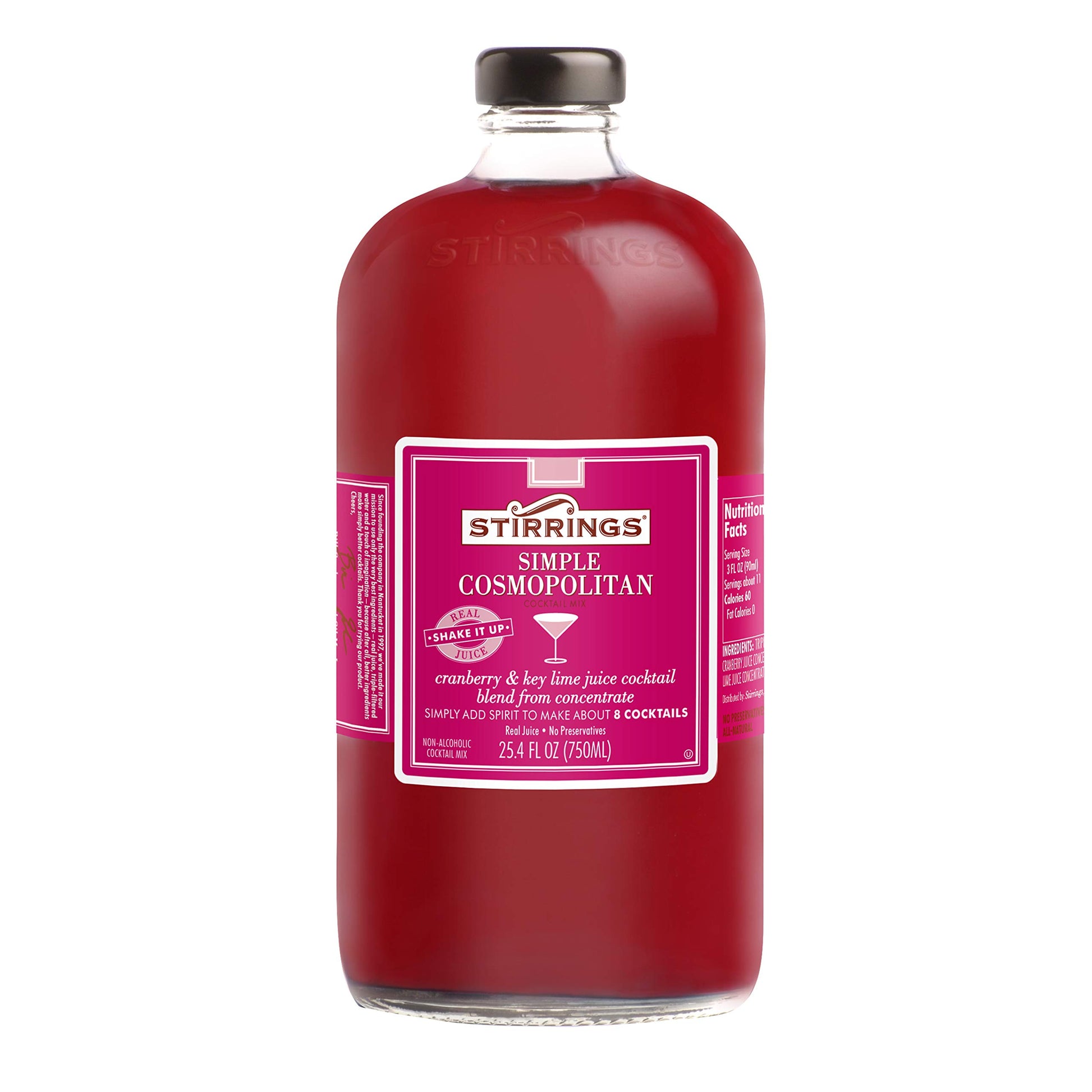 Stirrings Premium Cocktail Mixer, Simple Cosmopolitan, 750ml (25.4 Fl Oz), Pack of 1