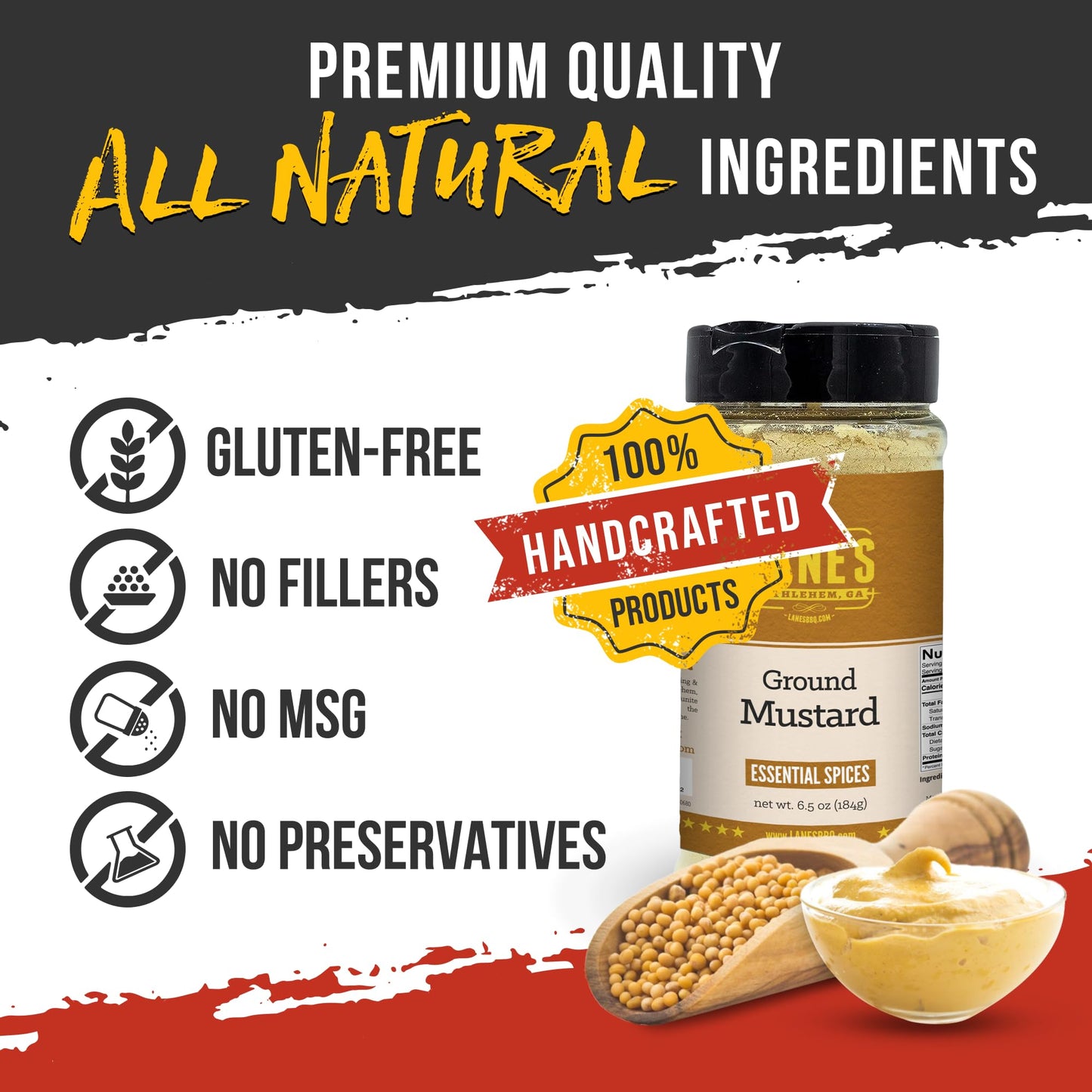 Lane'S Ground Mustard Powder, All-Natural Ground Dry Mustard Powder, Perfect For Meats, Fish & Sauces Ground Mustard Seed Powder