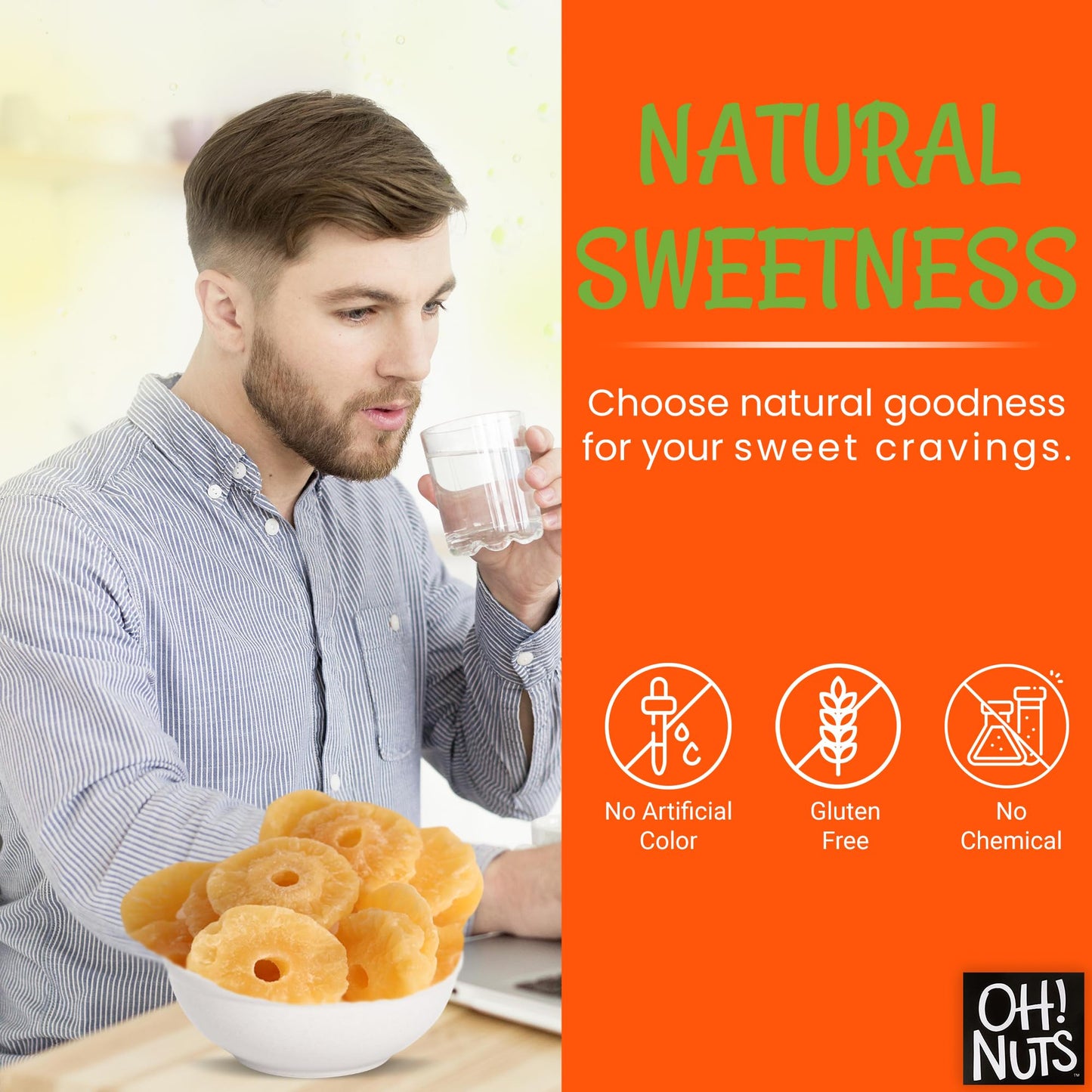 Dried Pineapple | 1.5 LB - Dried Fruit Rings | Less Sugar Added | Dehydrated Fruit Bites | Packed in New York Zip-Seal Bag for E