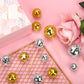 PEUTIER 30pcs Disco Ball Cupcake Toppers, Retro Cake Decorations, 70s Theme Party Supplies, Silver & Gold