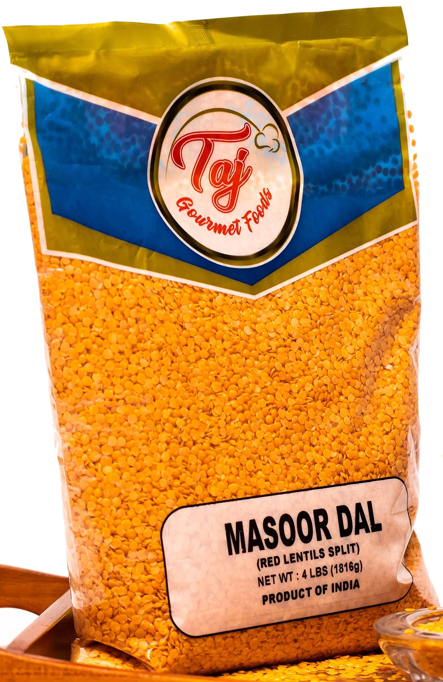 Taj Premium Indian Masoor Dal, Red Lentils (4-Pounds)