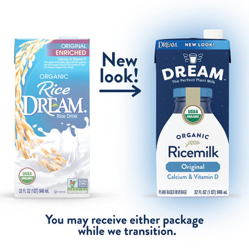 Rice Dream Organic Rice Milk Drink, Enriched Original, Calcium & Vitamin D, Vegan Dairy Alternative, Lactose Free, Shelf Stable,