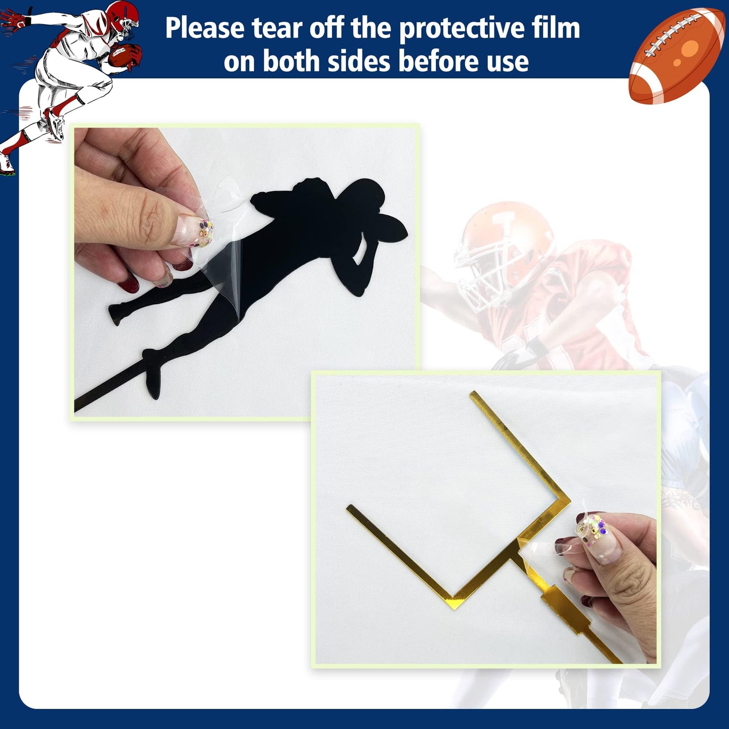 24 Pcs Football Cake Decorations 8 Pcs Cake Goal Post Topper 8 Pcs Mini Football 8 Pcs Rugby Ball Player Cake Toppers For Footba