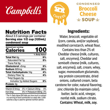 Campbells Condensed Broccoli Cheese Soup, 10.5 oz Can (12 Pack)