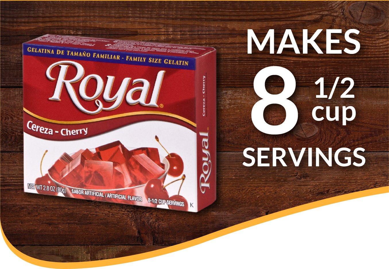 Royal Bilingual Gelatin, Fat Free Dessert Mix, Cherry (12 - 2.8 Oz Boxes)