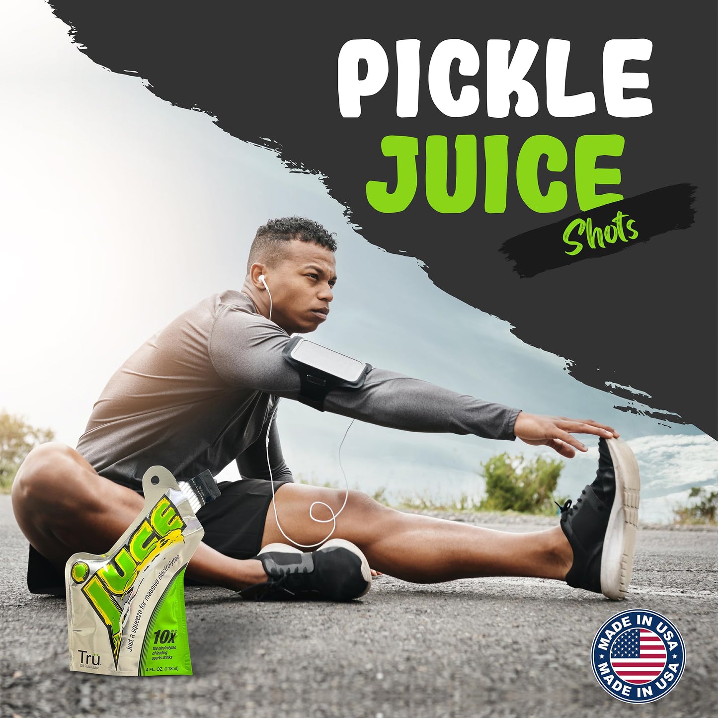 Juce Organic Pickle Juice Shot - 10X Electrolytes, Gluten Free, Caffeine Free, 4 Oz Pouch (6 Pack)