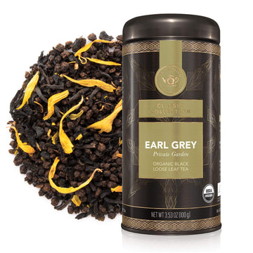 Teabloom Organic Black Tea, Earl Grey Private Garden Loose Leaf Tea, Classic Assam Whole Leaf Blend, USDA Certified Organic, Kos
