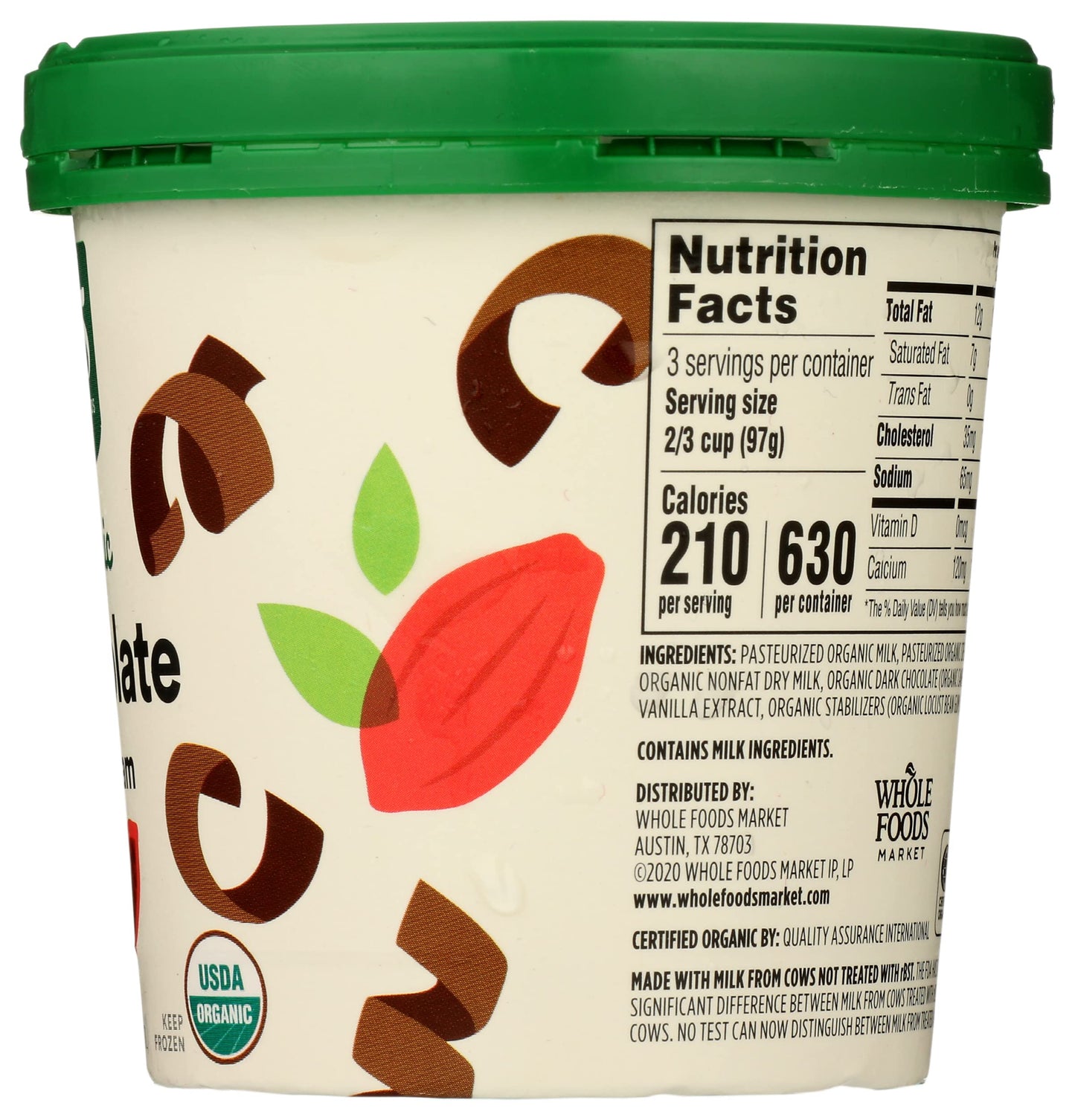 365 Everyday Value Organic Chocolate Ice Cream, 16 oz (Frozen)