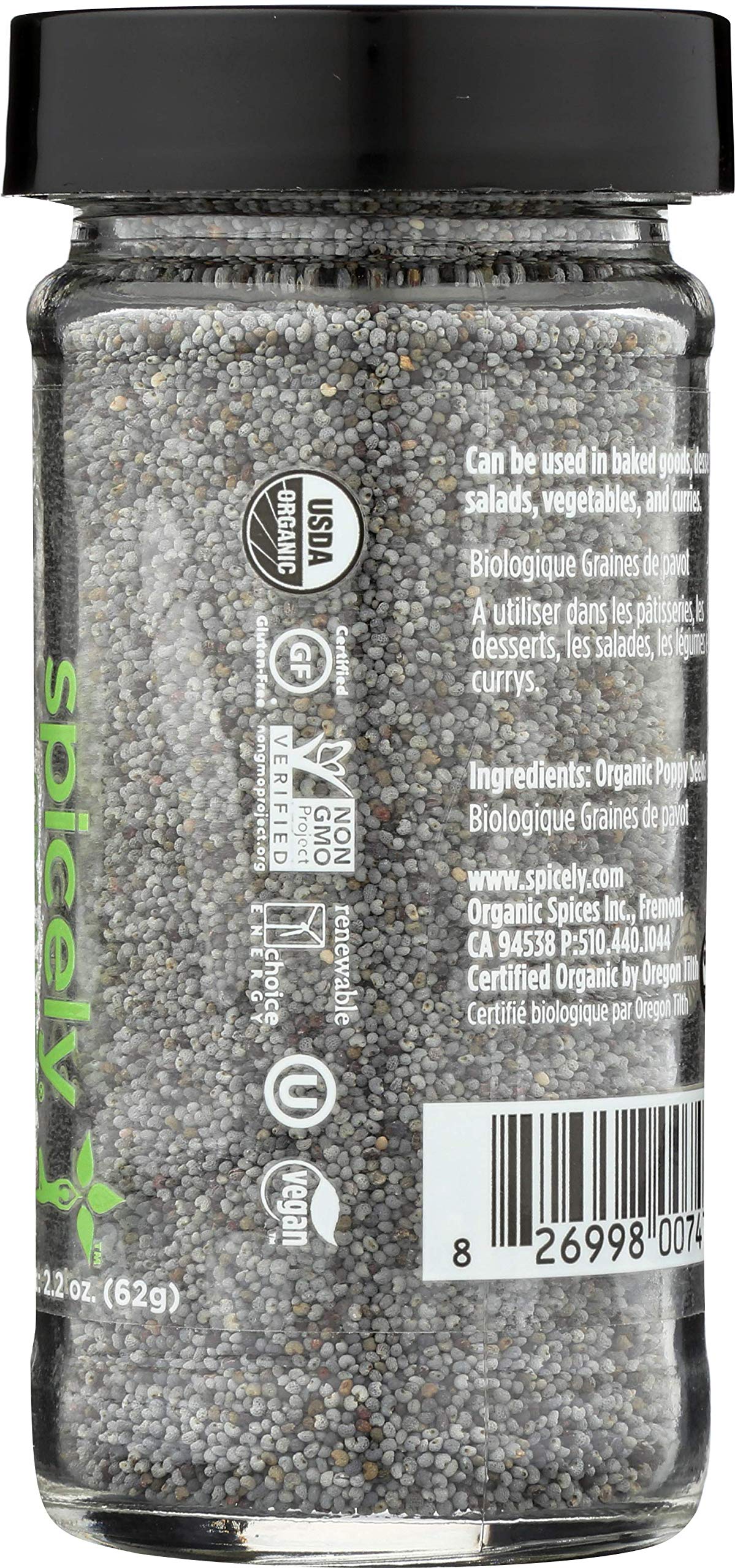Spicely Organic Jar Poppy Seed, 2.2 Oz