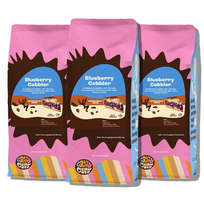 Crazy Cups Flavored Ground Blueberry Coffee, Blueberry Cobbler Coffee in 10 oz Bag, For Brewing Flavored Hot or Iced Coffee, 3 P