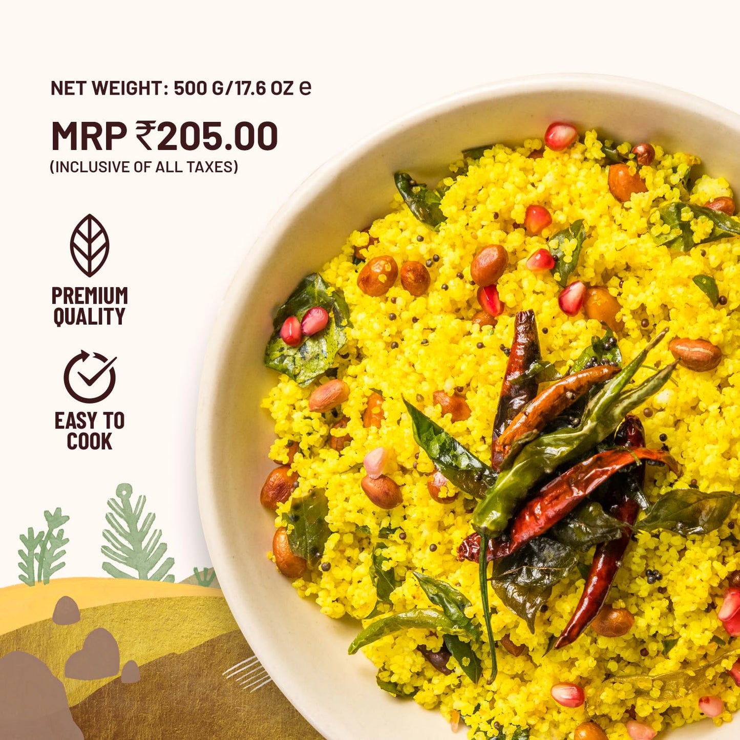 Mille Foxtail Millet Whole Grain | Kangani | Gluten Free | No Chemicals | High Plant Protein And Fibre | Biryani, Lemon, Puliyog