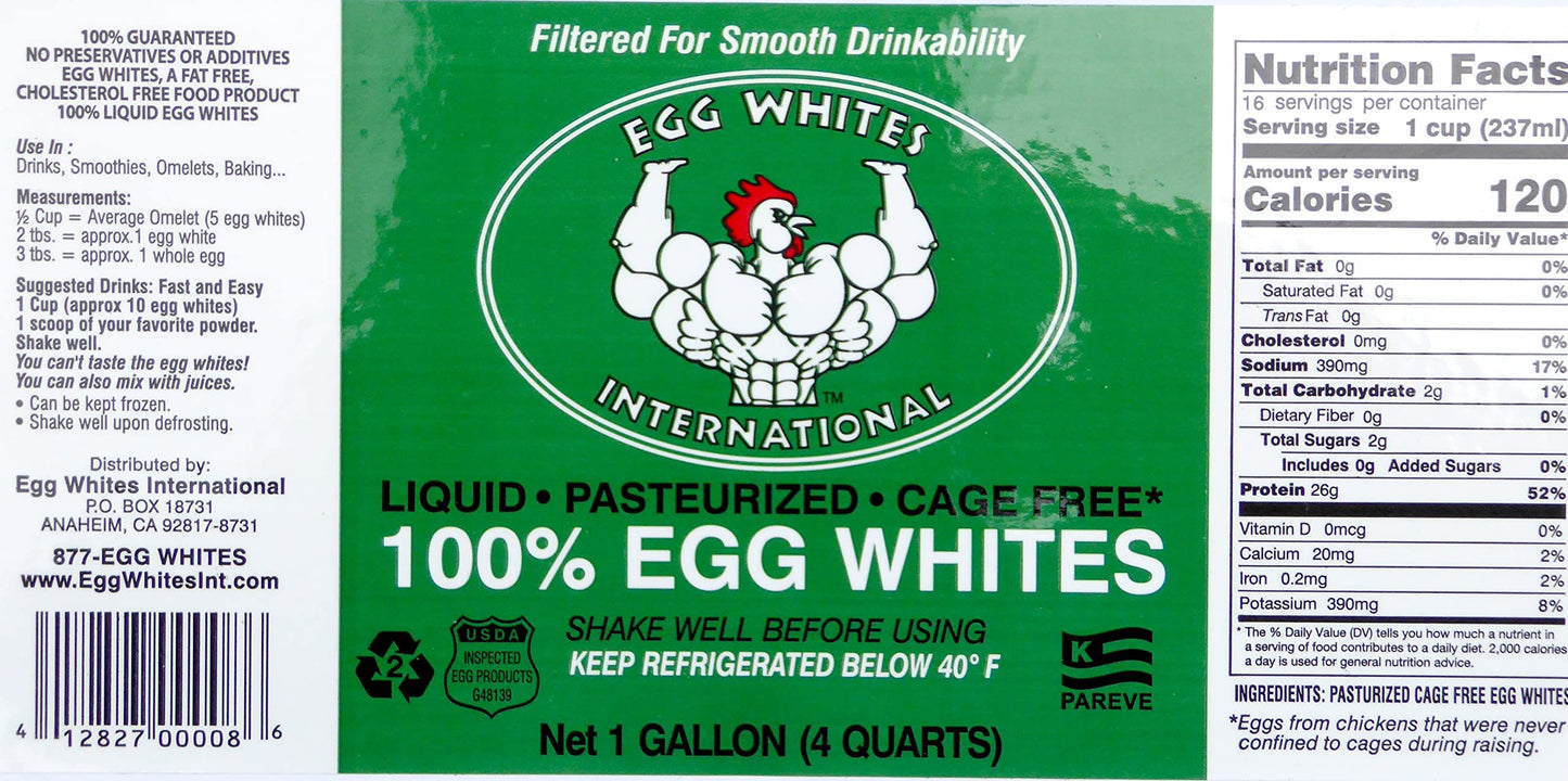 Egg Whites International Liquid Egg White Protein - 100% Pure, Cage-Free, 128 Fl Oz (1 Gallon)