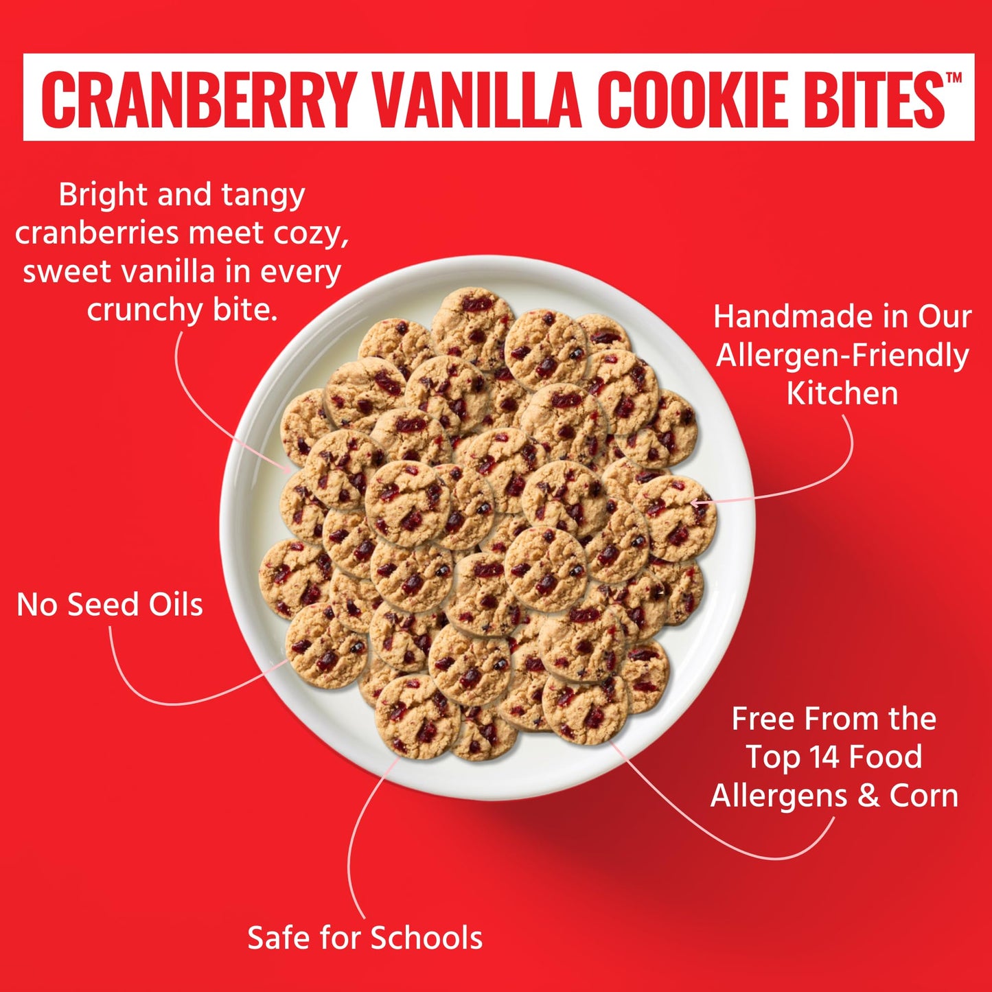 Every Body Eat Crunchy Cookie Bites, Gluten & Dairy Free, Vegan, School Safe Lunch Snacks, Single Serve (Pack Of 20) (Cranberry