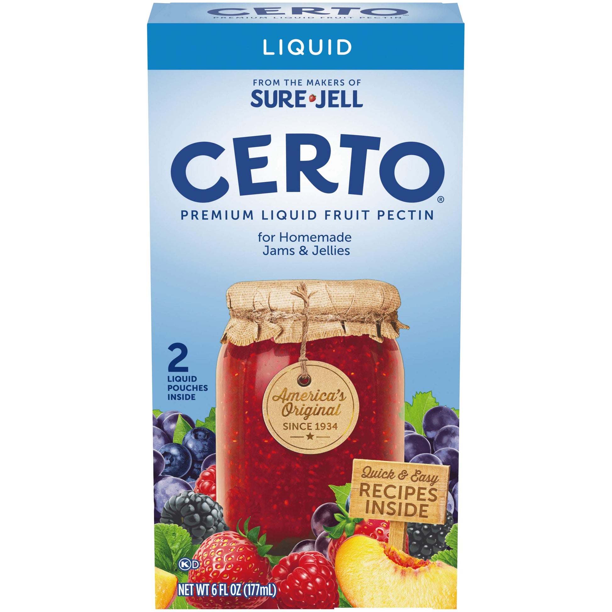 SURE-JELL Certo Premium Liquid Fruit Pectin, 4 ct Pack, 8 Total 3 fl oz Pouches, Original Version