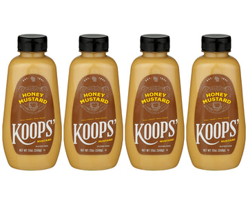 KOOPS Honey Mustard Gourmet Sauce, Gluten-Free & Kosher, 12 Oz, Pack of 4, Yellow