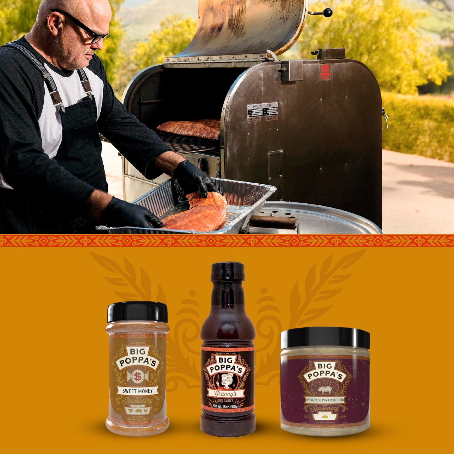 Big Poppa Smokers Pork Bundle - Pork Prod Injection, Sweet Money Seasoning & Grannys BBQ Sauce - 3-Pack
