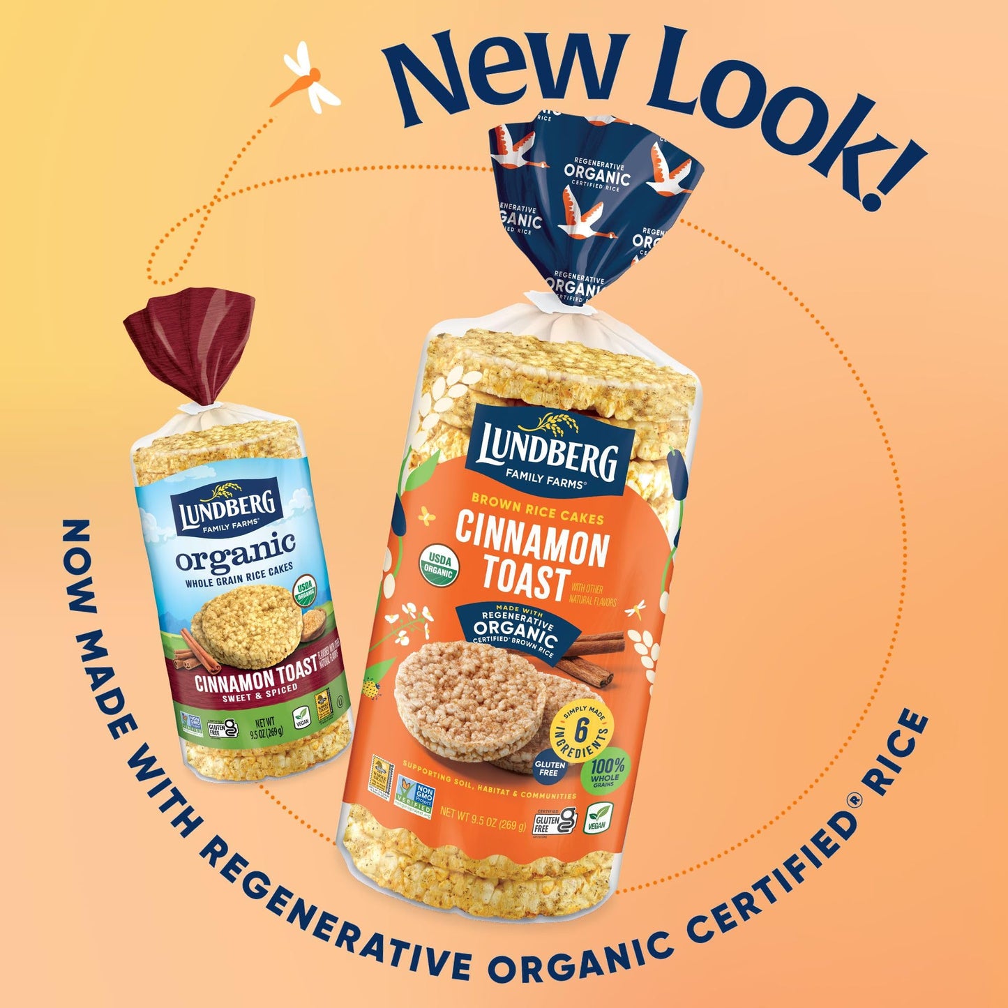 Lundberg Organic Brown Rice Cakes, Cinnamon Toast, 9.5Oz, Gluten-Free, Vegan, Whole Grain, Kosher, Usda Certified Organic, Non-G