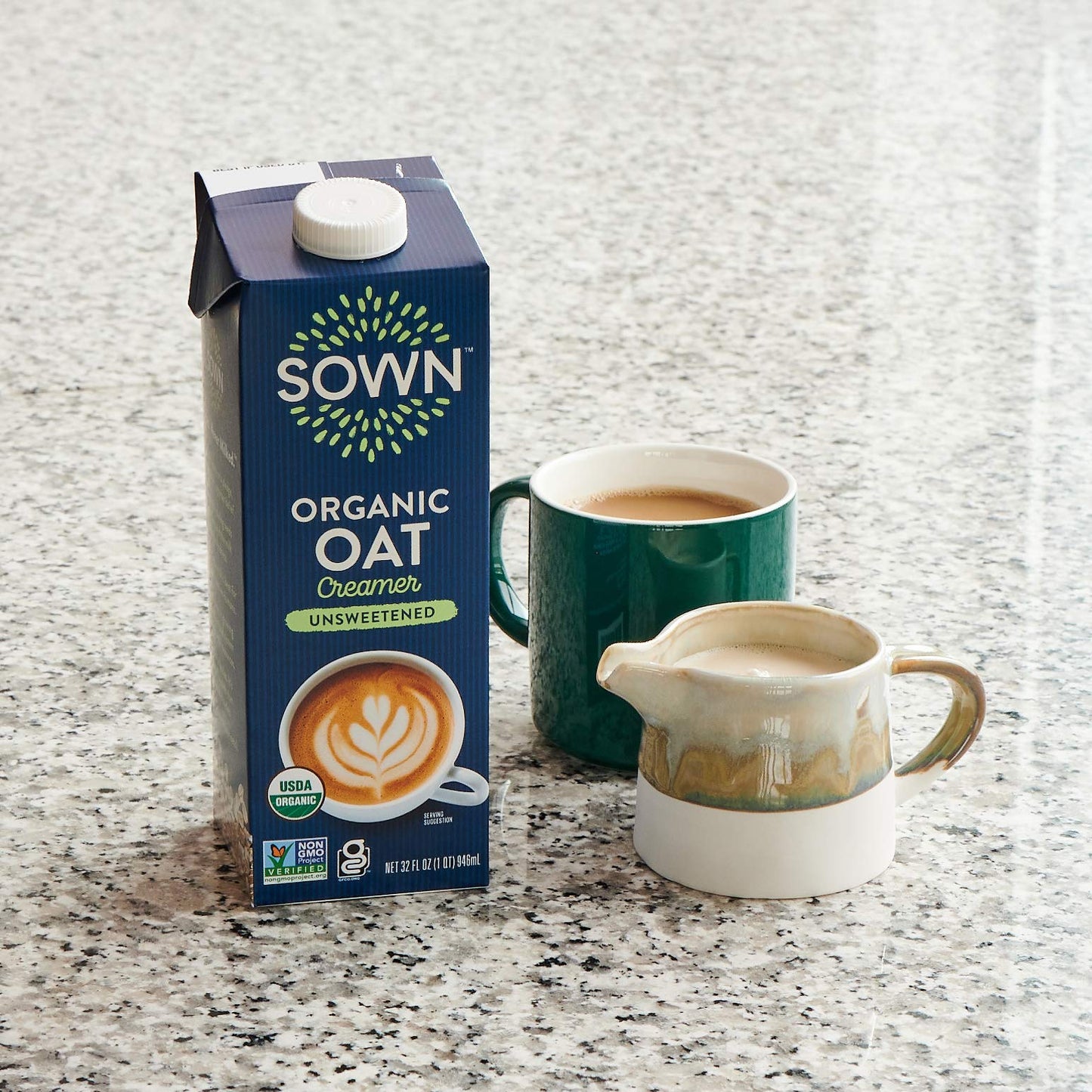 SOWN Organic Oat Creamer Unsweetened - Barista Oat Milk Non Dairy Coffee Creamer - Plant Based, Dairy-Free, Vegan, 0g Added Suga