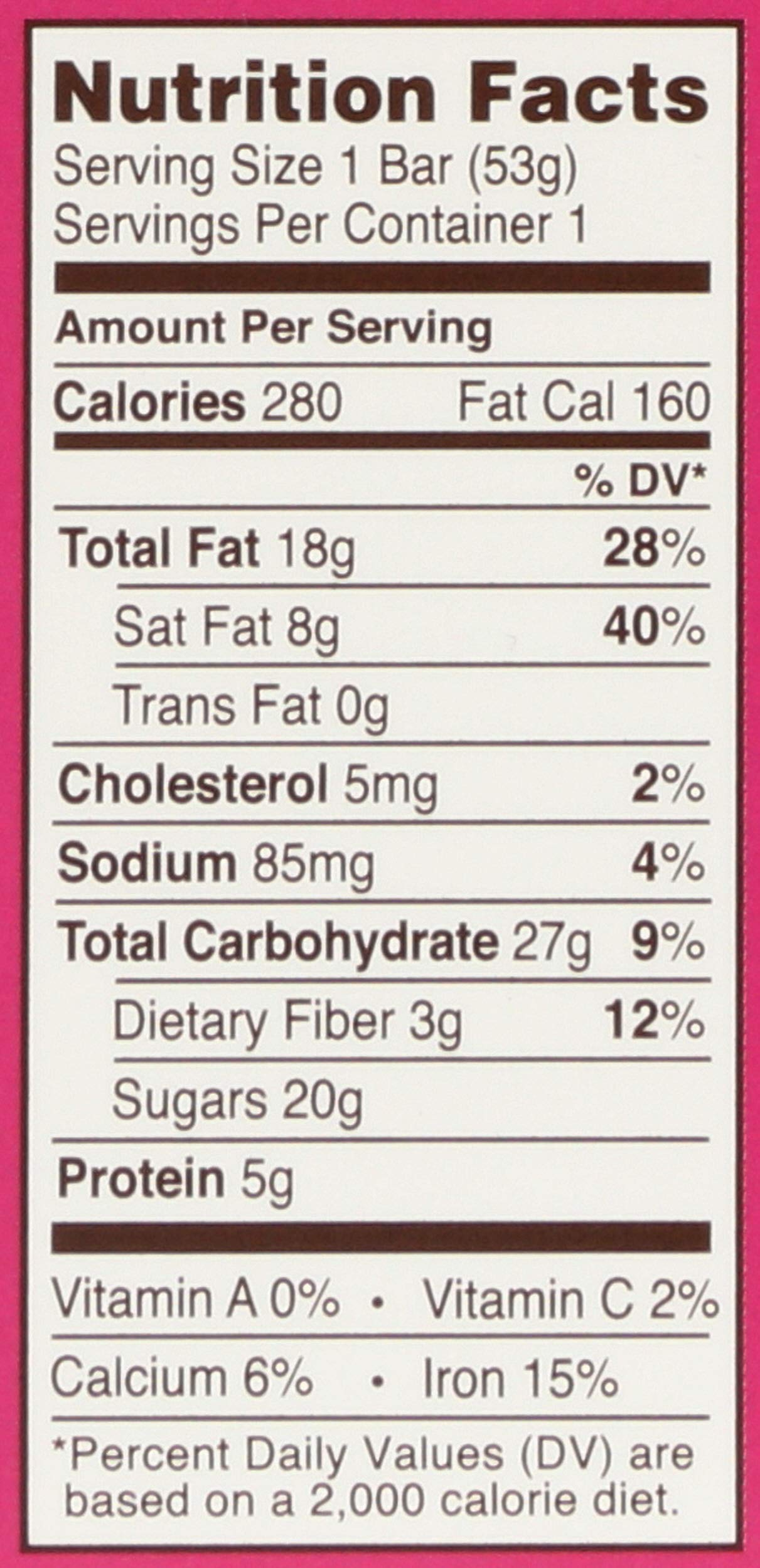 Lake Champlain Dark Chocolate Granola Five Star Bar 1.9 Ounces