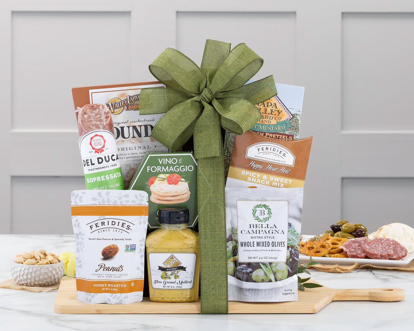 Wine Country Gift Baskets Gourmet Salami and Cheese Gift Set with Bamboo Cutting Board, 6 Pound, Model 512