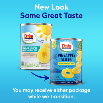 Dole Canned Fruit, Pineapple Slices In 100% Pineapple Juice, Gluten Free, Pantry Staples, 20 Oz, 12 Count, Packaging May Vary