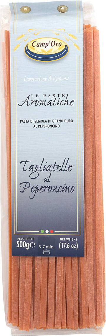 CampOro Le Aromatiche Red Chili Pepper Tagliatelle Pasta (16 Ounce) Bag
