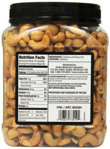 Kirkland Signature Unsalted Cashews, 2.5 Lb, 2 Pack