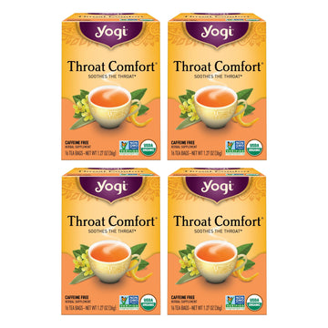 Yogi Tea Throat Comfort Tea - 16 Tea Bags Per Pack (4 Packs) - Herbal Tea For Throats - Organic Throat-Soothing Tea - Includes L