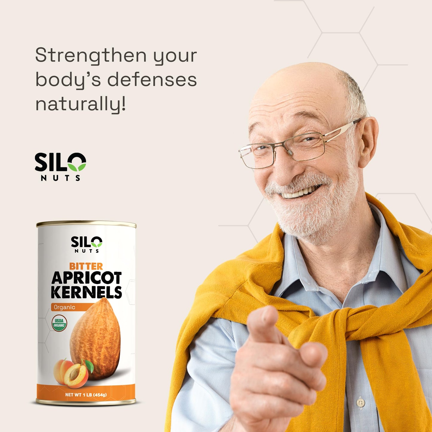 SILO Nuts Organic Bitter Apricot Kernels - 16 oz USDA Certified Organic Bitter Apricot Seeds - Natural & Non-GMO  enhanced Quality Kernals  No Sulfur or Additives