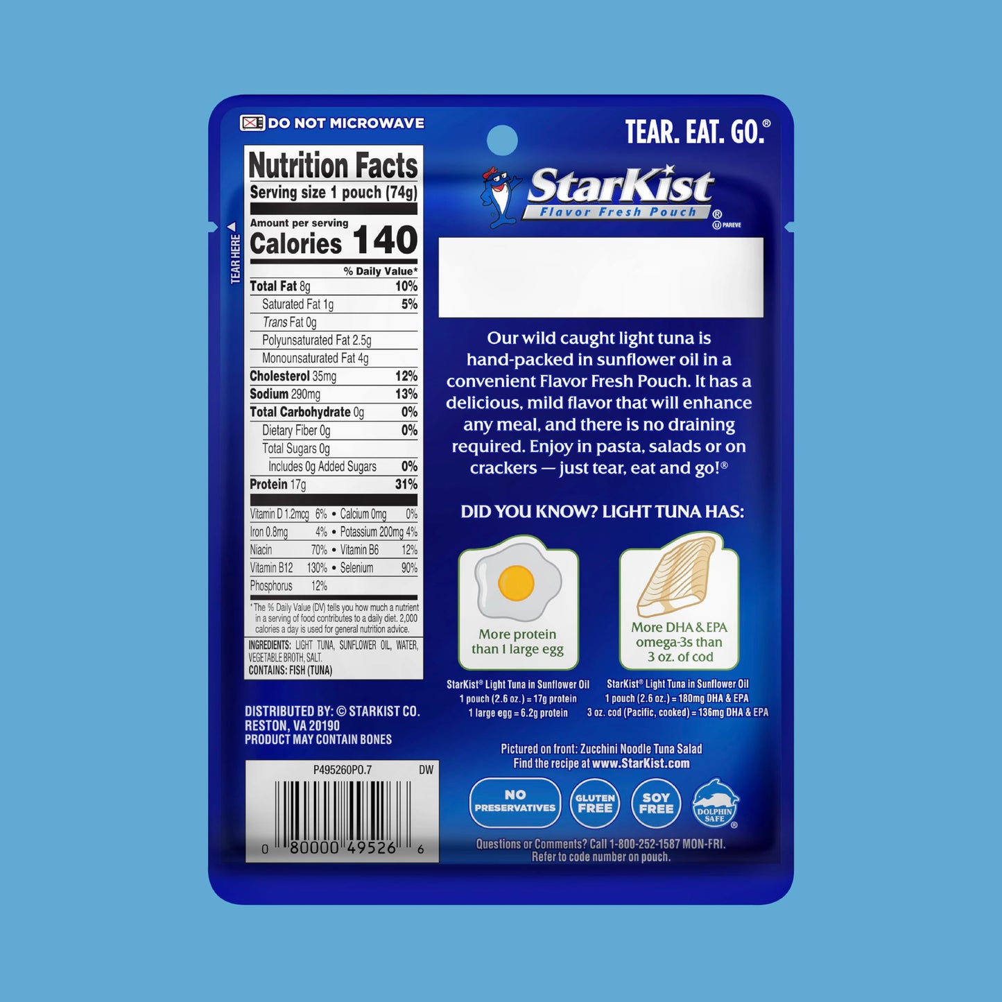 StarKist Chunk Light Tuna in Sunflower Oil, 2.6 Oz, Pack of 24