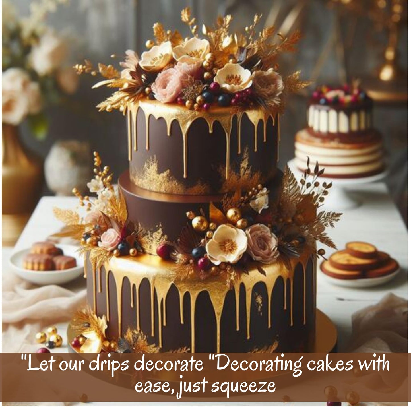 Confect Edible Drips | Drip For Cake Decoration | Cake Decorating Drip | Edible Sparkling Drips For Doughnuts & Cupcakes (3.71 O