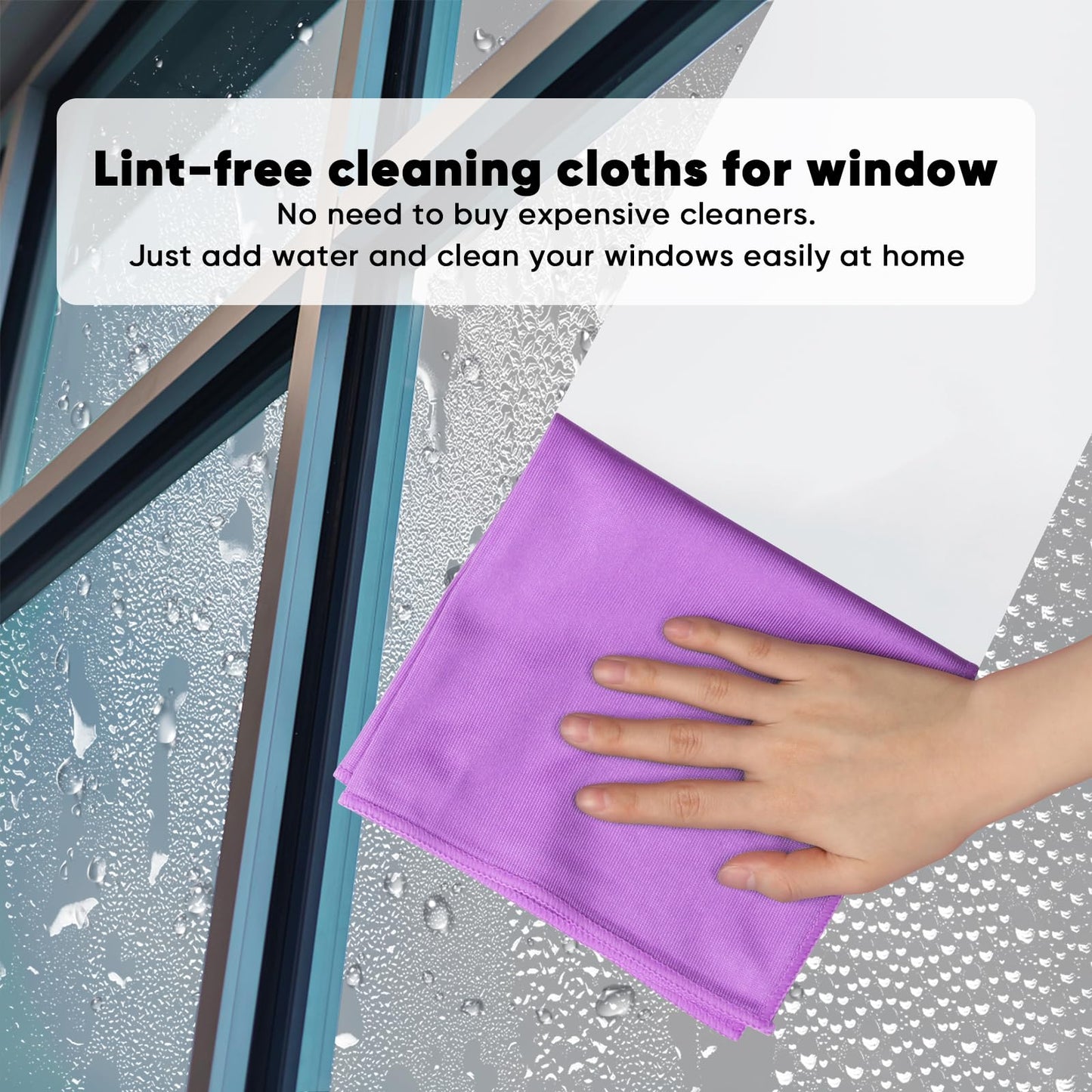 Homexcel Microfiber Glass Cleaning Cloths 6 Pk, Lint Free Streak Free, Reusable Microfiber Cleaning Cloth For Cleaning Windows,
