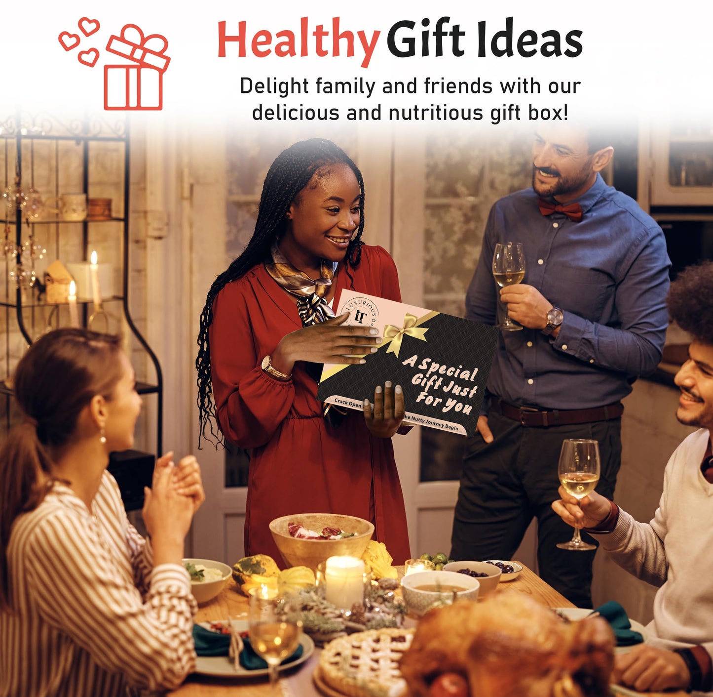 Luxurious Treats Nuts Gift Basket, Gift Nut Gifts Gourmet Collection Box Mixed Cravings Platter Tray Sampler Assortment Mix For
