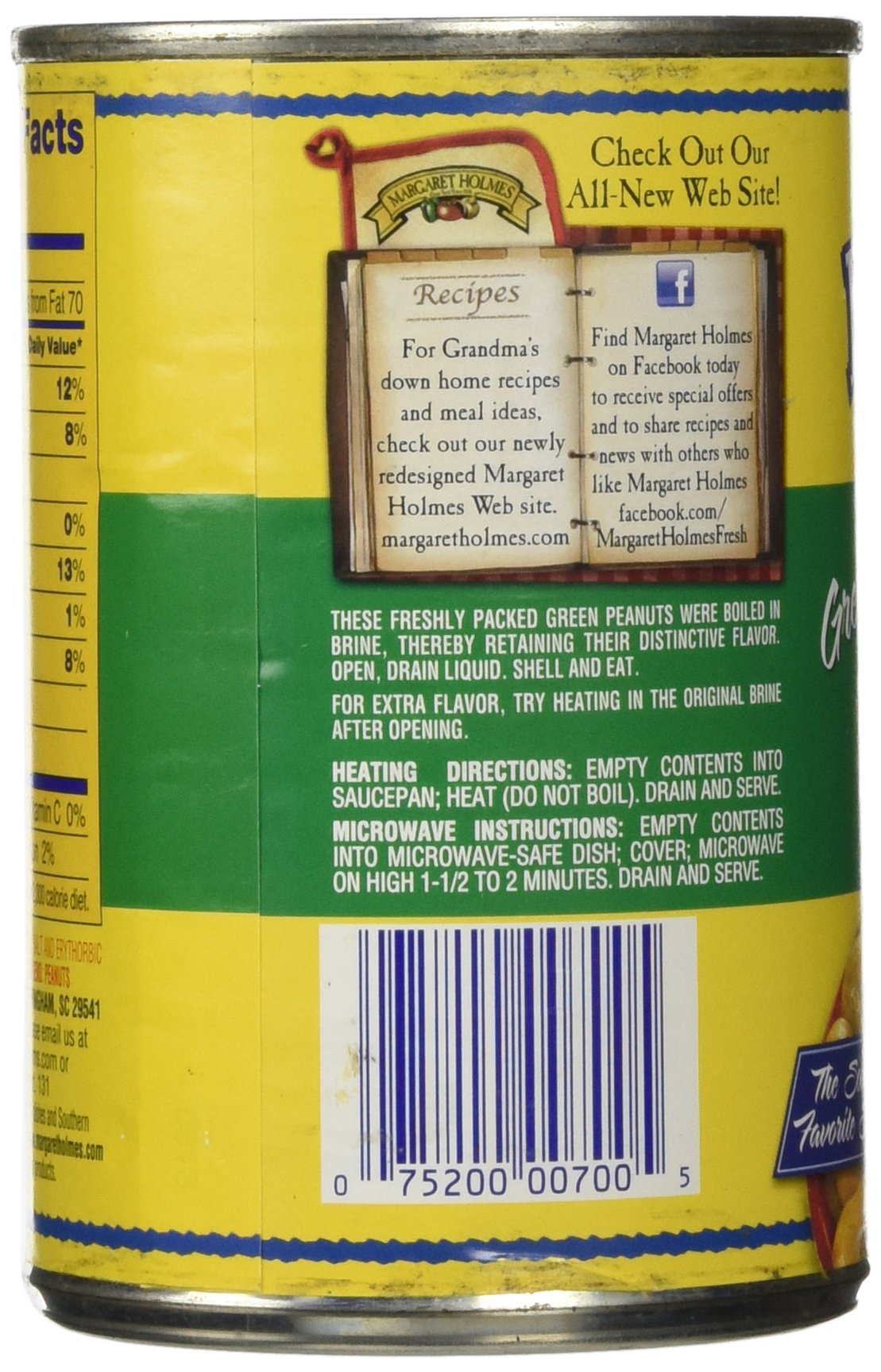 Margaret Holmes Green Boiled Peanuts, 13.5oz Can, Pack of 12